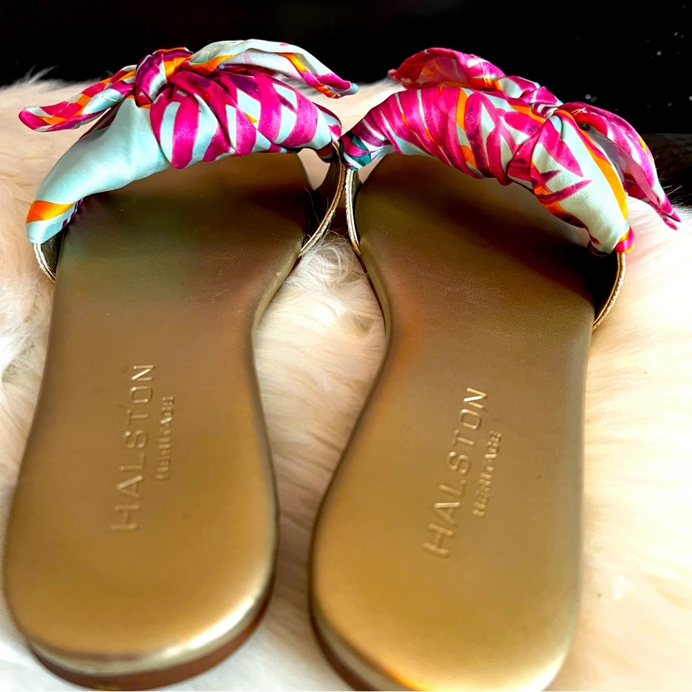 HALSTON HERITAGE-Halston Twilly Scarf Slide Sandal Mule 5.0